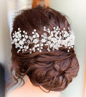 crystal and pearl beaded bridal hair comb