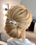 white lilly bridal hair comb