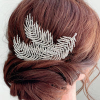 feather crystal bridal comb