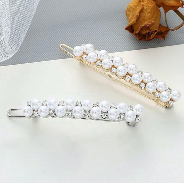Gold and silver Crystal and Pearl Hair Clip